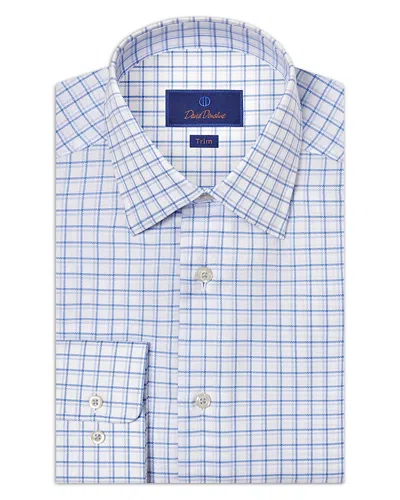 David Donahue Trim Fit Dobby Open Check Dress Shirt In Blue/grass