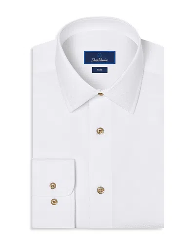 David Donahue Trim Fit Dobby Solid Dress Shirt In White