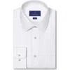 David Donahue Trim Fit Dobby Stripe Cotton Dress Shirt In White