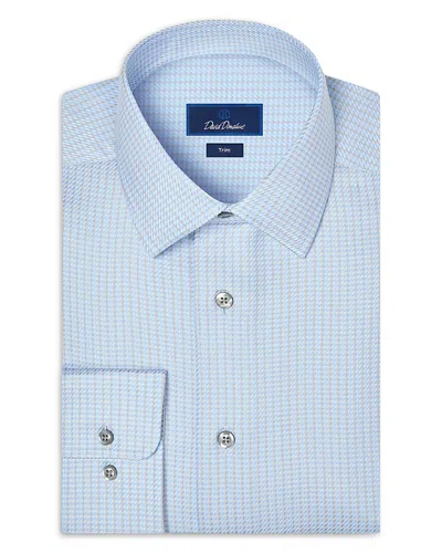 David Donahue Trim Fit Dobby Stripe Cotton Dress Shirt In Blue