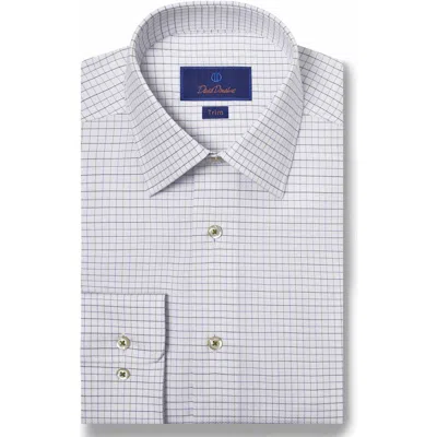 David Donahue Trim Fit Dobby Tattersall Check Dress Shirt In White