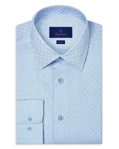 David Donahue Trim Fit Dobby Twill Dress Shirt In Blue