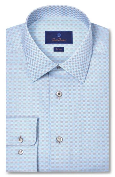 David Donahue Trim Fit Dobbycheck Cotton Dress Shirt In Blue