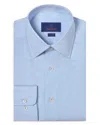 David Donahue Slim Fit Pinstripe Cotton Twill Dress Shirt In White/blue