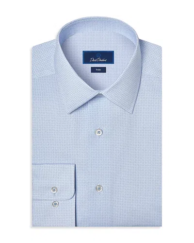 David Donahue Trim Fit Geo Print Cotton Dress Shirt In Blue