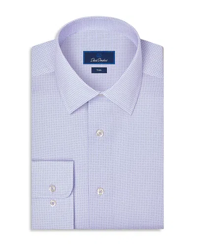 David Donahue Trim Fit Geo Print Cotton Dress Shirt In Purple