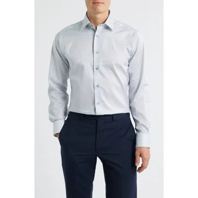 David Donahue Trim Fit Geo Print Cotton Dress Shirt In Blue