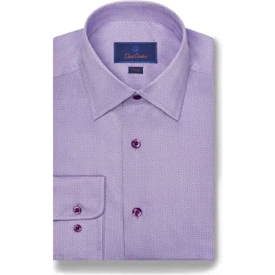 David Donahue Slim Fit Pin Dot Cotton Twill Dress Shirt In Lilac