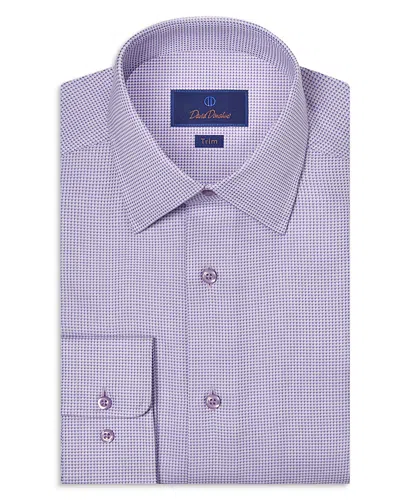 David Donahue Trim Fit Geometric Dobby Dress Shirt In Purple