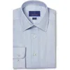 David Donahue Trim Fit Geometric Pattern Cotton Twill Dress Shirt In White/blue