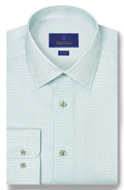 David Donahue Trim Fit Geometric Print Cotton Dobby Dress Shirt In Blue