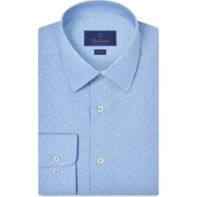 David Donahue Trim Fit Geometric Print Cotton Dobby Dress Shirt In Blue
