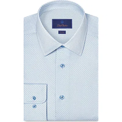 David Donahue Trim Fit Geometric Print Cotton Dress Shirt In Blue