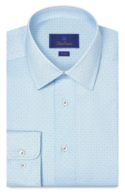 David Donahue Trim Fit Geometric Print Cotton Dress Shirt In Blue