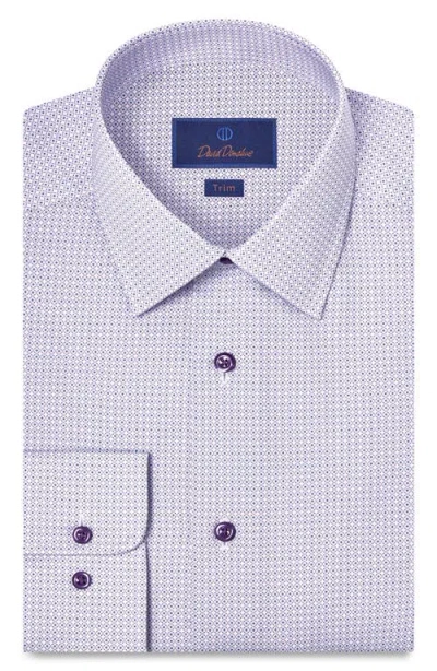 David Donahue Trim Fit Geometric Print Cotton Dress Shirt In Gray