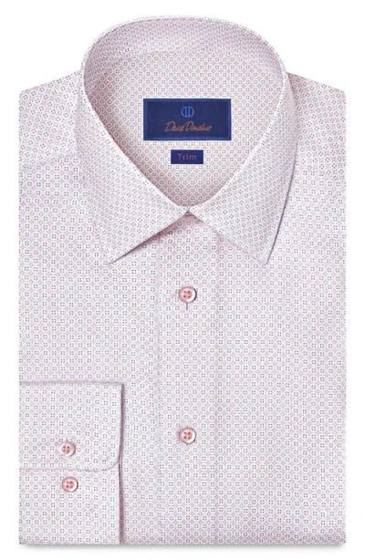 David Donahue Trim Fit Geometric Print Cotton Dress Shirt In Pink