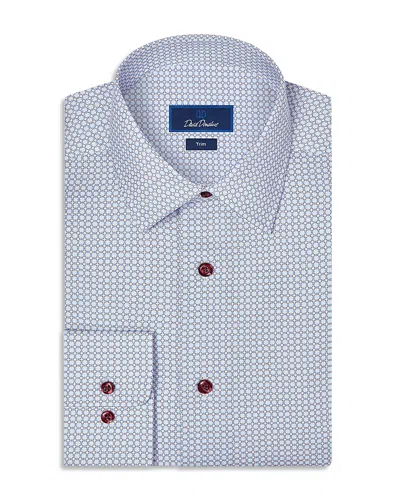David Donahue Trim Fit Geometric Print Cotton Dress Shirt In Blue