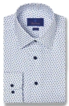 David Donahue Trim Fit Geometric Print Cotton Twill Dress Shirt In Multi