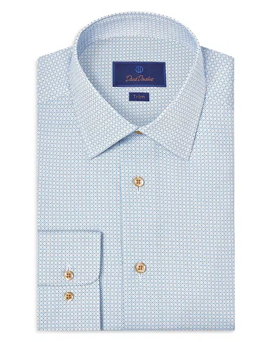 David Donahue Trim Fit Geometric Print Dress Shirt In Blue