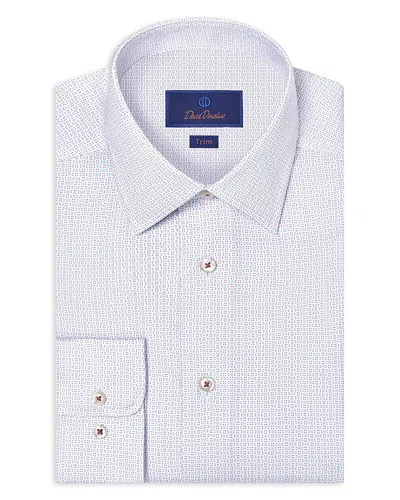 David Donahue Trim Fit Geometric Print Dress Shirt In Gray