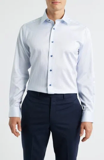David Donahue Trim Fit Geometric Print Dress Shirt In Blue