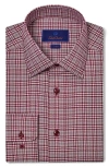 David Donahue Trim Fit Glen Check Cotton Dress Shirt In Merlot