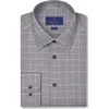 David Donahue Trim Fit Grey Glen Check Cotton Dobby Dress Shirt In Gray