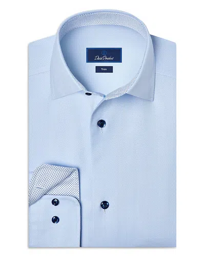 David Donahue Trim Fit Herringbone Cotton Dress Shirt In Blue