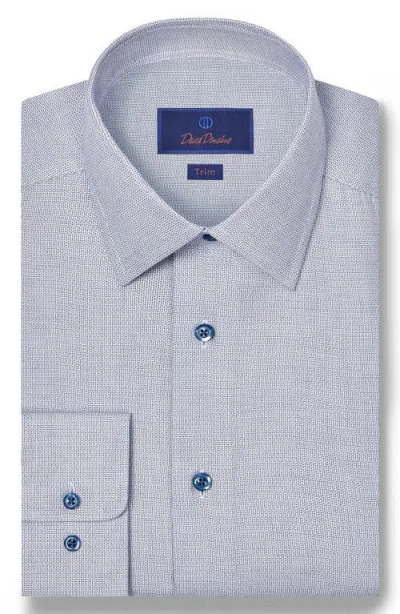 David Donahue Trim Fit Silk Blend Herringbone Dress Shirt In Blue