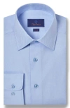 David Donahue Trim Fit Light Blue Pima Cotton Dobby Dress Shirt In Sky