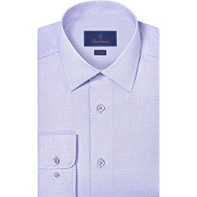 David Donahue Trim Fit Light Purple Micropattern Cotton Dobby Dress Shirt In Blue
