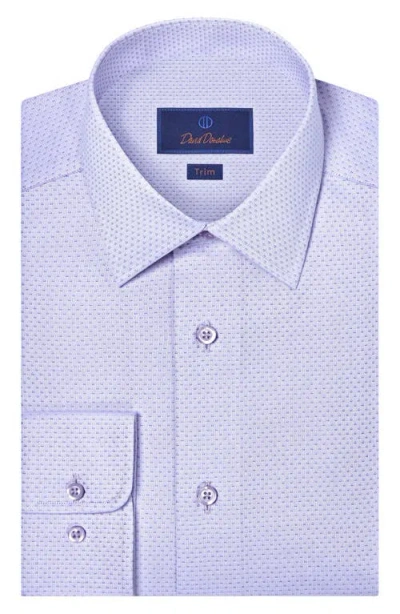 David Donahue Trim Fit Light Purple Micropattern Cotton Dobby Dress Shirt In Blue
