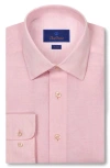 David Donahue Trim Fit Linen Solid Dress Shirt