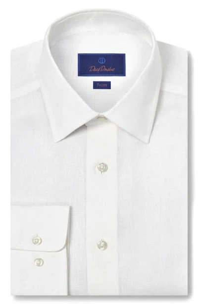 DAVID DONAHUE DAVID DONAHUE TRIM FIT LINEN DRESS SHIRT