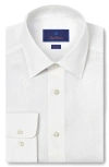 David Donahue Trim Fit Linen Dress Shirt In White