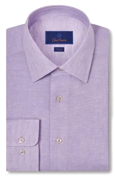 David Donahue Trim Fit Linen Dress Shirt In Purple