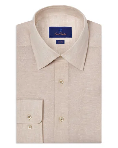 David Donahue Trim Fit Linen Solid Dress Shirt