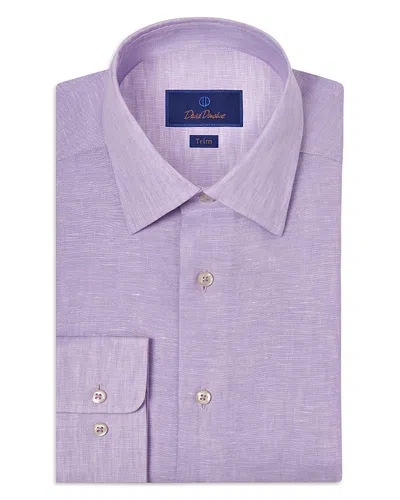 David Donahue Trim Fit Linen Solid Dress Shirt