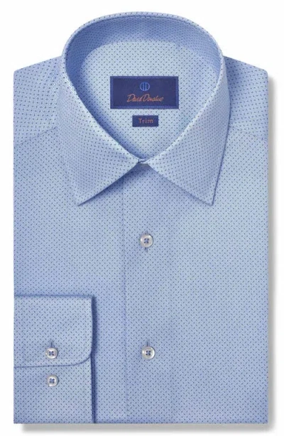 David Donahue Trim Fit Medallion Print Pima Cotton Oxford Cloth Dress Shirt In Sky