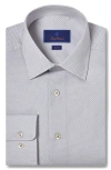 David Donahue Trim Fit Medallion Print Pima Cotton Twill Dress Shirt In Pearl