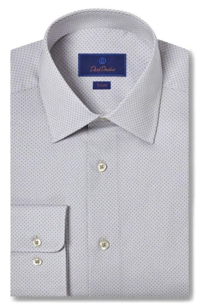 David Donahue Trim Fit Medallion Print Pima Cotton Twill Dress Shirt In Pearl