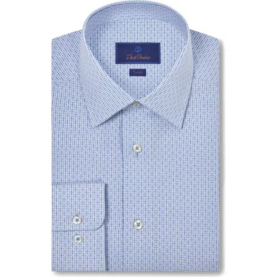 David Donahue Trim Fit Micro Check Dobby Dress Shirt In Blue