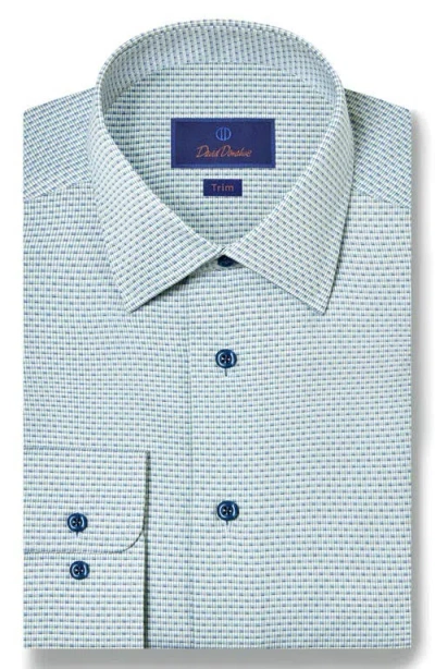 David Donahue Trim Fit Micro Dobby Cotton Dress Shirt In Green