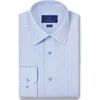 David Donahue Slim Fit Geometric Texture Cotton Dobby Dress Shirt In Blue