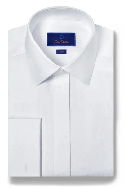 DAVID DONAHUE DAVID DONAHUE TRIM FIT FRENCH CUFF COVERED PLACKET FORMAL SHIRT