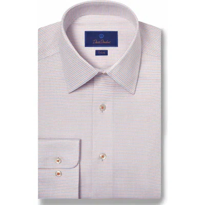 David Donahue Trim Fit Micro Dobby Dot Dress Shirt In Pink