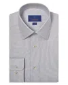 David Donahue Trim Fit Micro Dobby Dress Shirt In Dune/ Blue