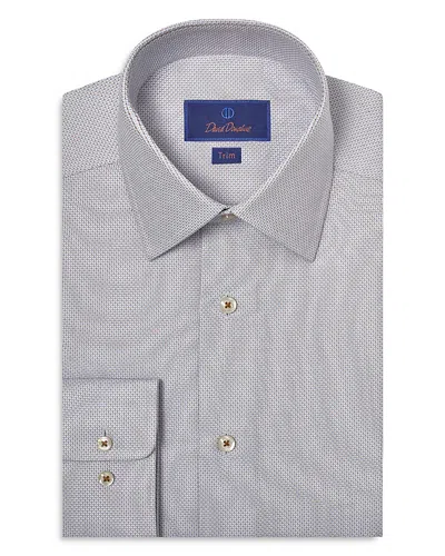 David Donahue Trim Fit Micro Dobby Dress Shirt In Dune/blue
