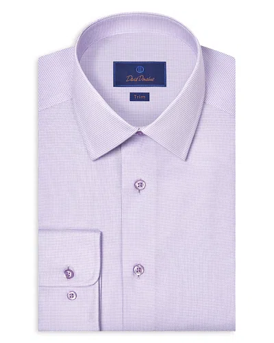 David Donahue Trim Fit Micro Dobby Solid Dress Shirt In Purple
