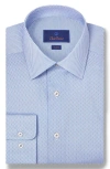 David Donahue Trim Fit Micro Geometric Cotton Dress Shirt In Blue